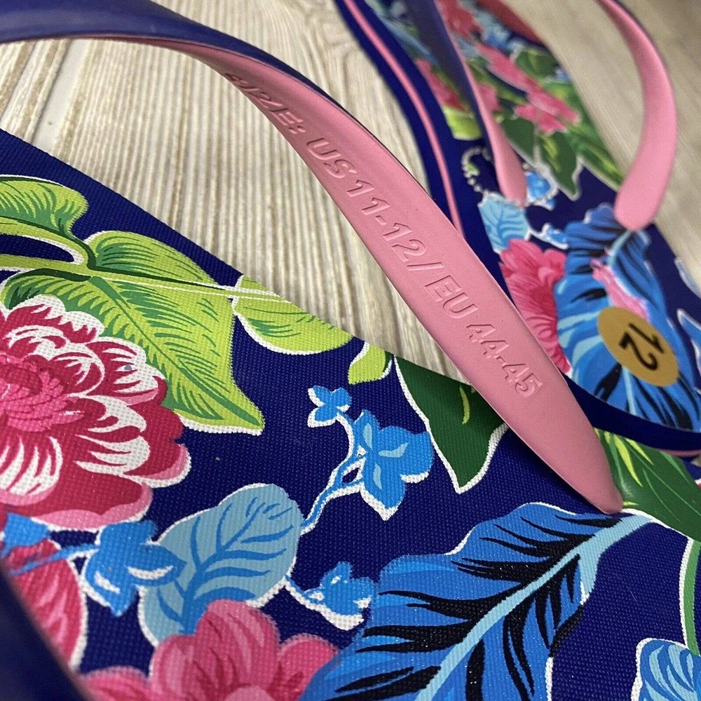 Polo Ralph Lauren Bolt Floral Flip Flip Sandals Men’s 11-12 12D Blue Pink New